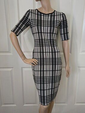 Neiman Marcus Plaid Dress SZ S Black & Cream